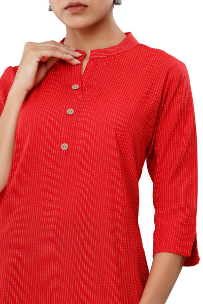 Casual Red Kantha short top for women