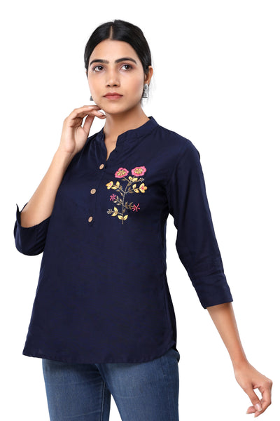 Fashions Rayon Top with Handwork  for Women