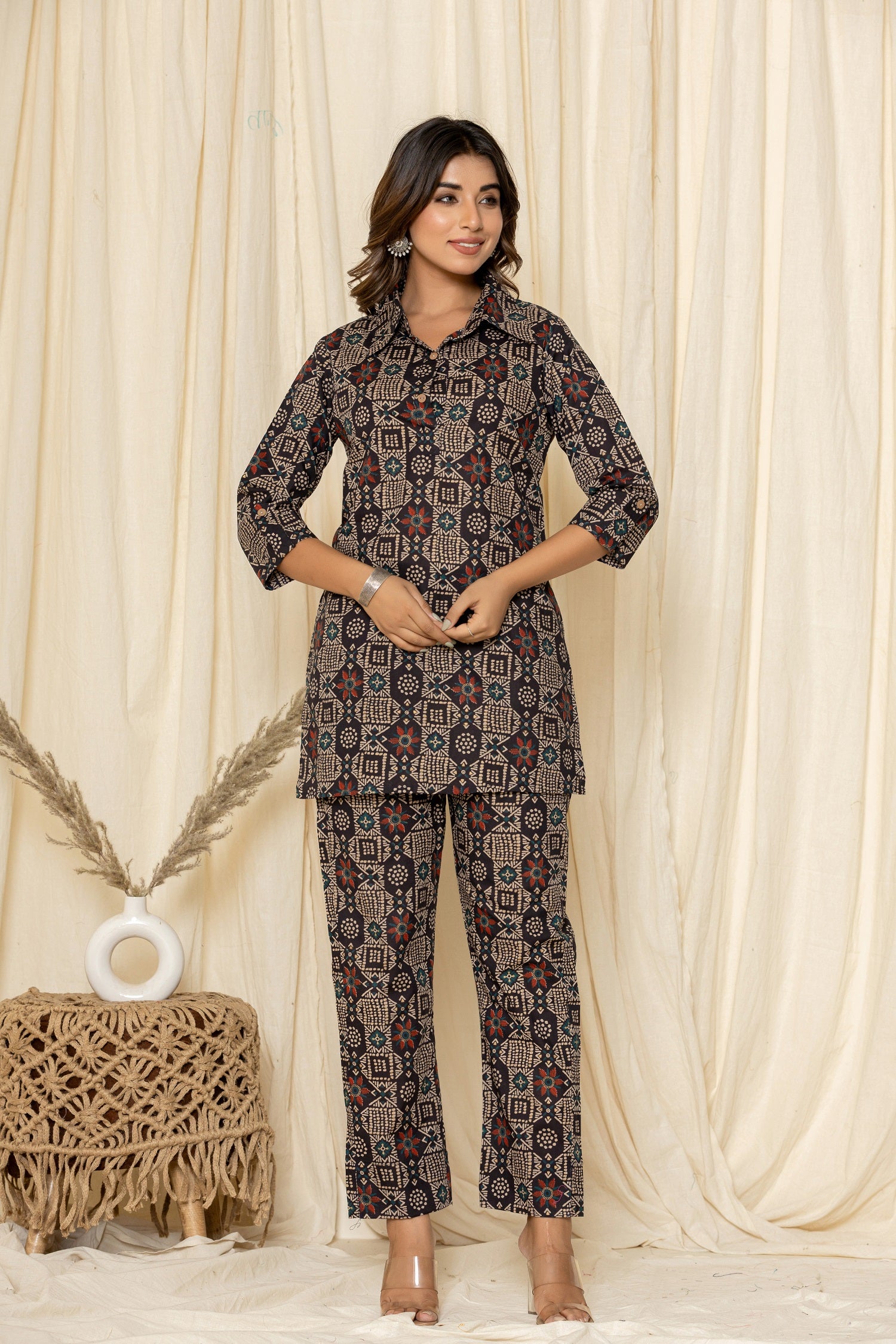 Vestito Donna Abito Lungo con Spacco Motivo Floreale 110272