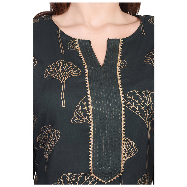 Royal Blue Leaf Print Kurti & Palazzo Pants Set | Festive Indian Ethnic Wear for Women