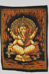 Indian Lord Ganesha Cotton Wall Art Décor Tapestry
