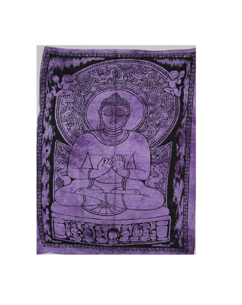 Lord Buddha Indian Cotton Tapestry Printed Wall Art for Home Décor