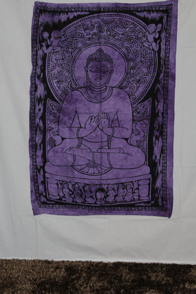 Lord Buddha Indian Cotton Tapestry Printed Wall Art for Home Décor