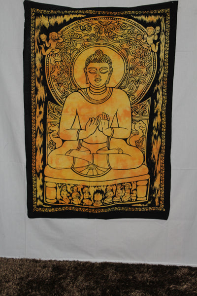 Lord God Buddha Tapestry Indian Cotton Printed Wall Art Decor