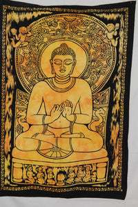 Lord God Buddha Tapestry Indian Cotton Printed Wall Art Decor