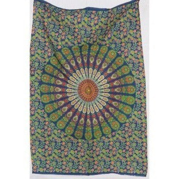 Indian Cotton Peacock Mandala Tapestry Wall Hanging Throw Decor Poster