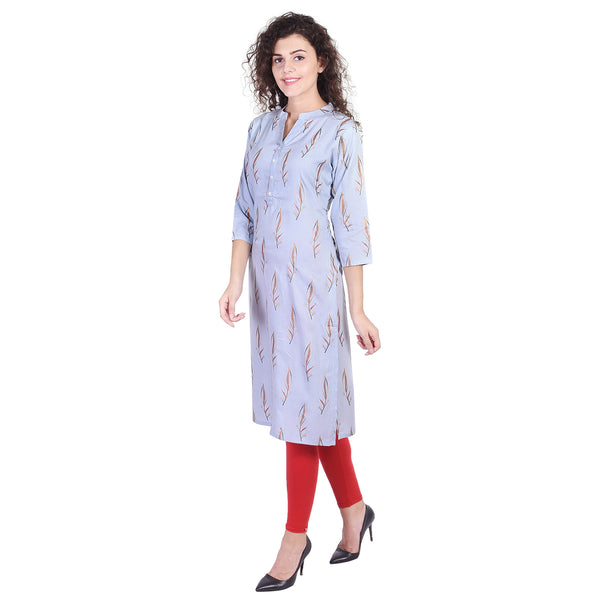 Indian Kurta Blue Kurti Straight Kurta A-line Tops Tunics For Women Rayon Kurtis For Women - VIHAAN IMPEX STORE
