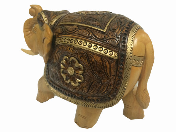 Wooden handicrafts Special Carving trunk up 3" Brown Elephant
