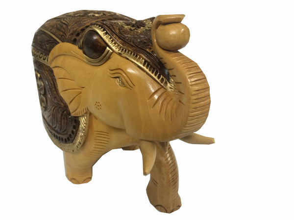 Wooden handicrafts Special Carving trunk up 3" Brown Elephant