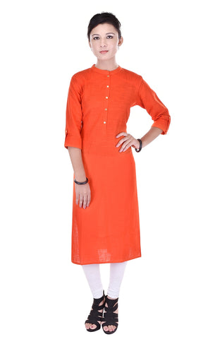 Indian Tunic Long Rayon A-Line Party wear Kurtis for Women Orange Top