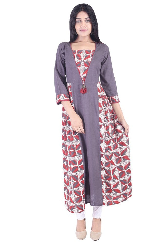 Indian Long Rayon A-Line Dress Party wear Kurtis For Women