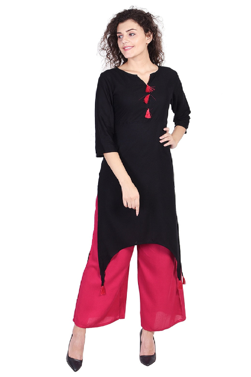 Indian kurtis black kurta rayon dresses for women