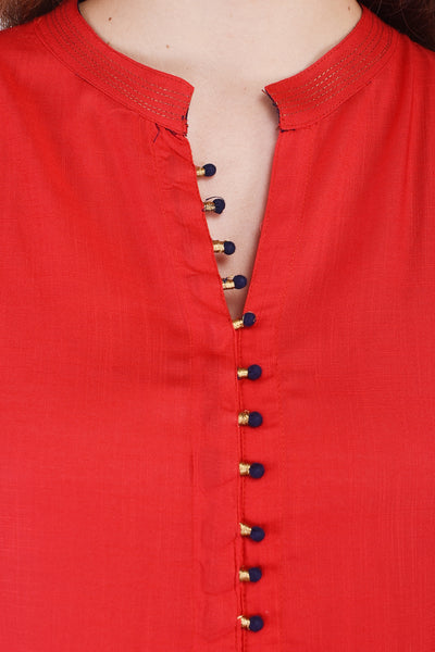 Indian Kurti Kurta Red Kurta For Women Rayon Kurti Indian Dresses For Women - VIHAAN IMPEX STORE