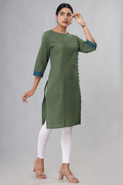 Cotton Straight Kantha Kurta for women Office and Casual Wear