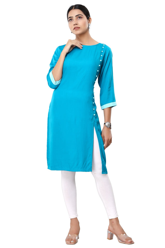 Sky Blue Modal Rayon Sleeveless Patch Work Kurti Online in India | Plain  kurti designs, Simple kurta designs, Long kurti designs