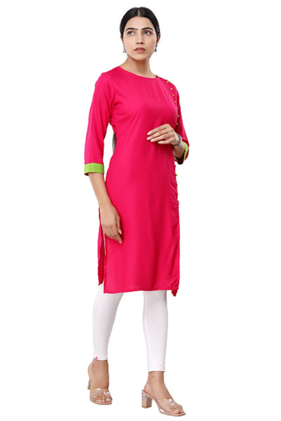 Indian Women rayon Pink kurti for fashion