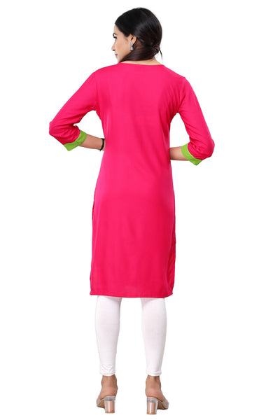 Indian Women rayon Pink kurti for fashion