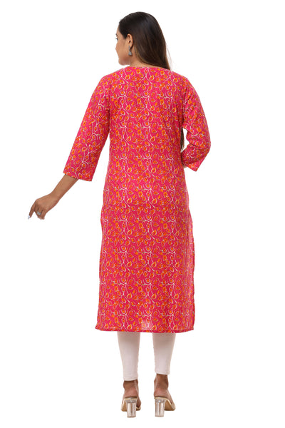 Women Pink Color Pure Cotton Kurta With tussle