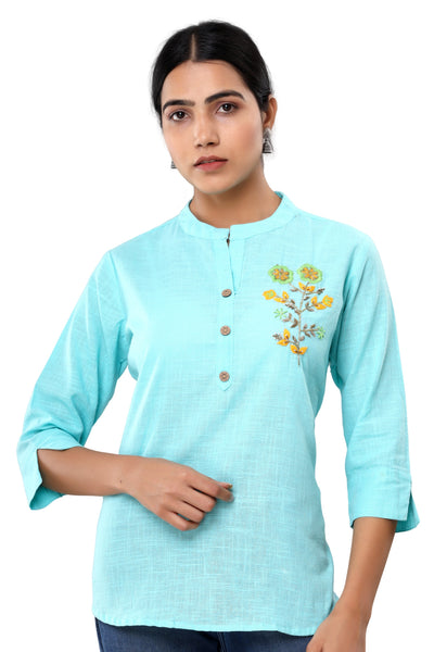 Blue Top with Handwork for Women