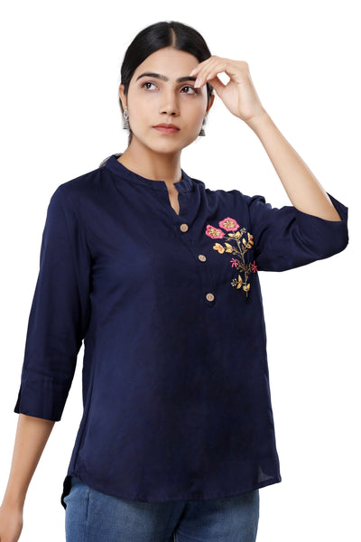 Fashions Rayon Top with Handwork  for Women