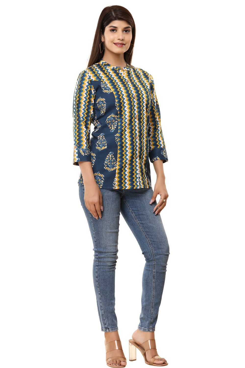 Indian Multicolor zigzag printed Casual top for women