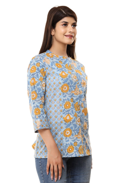 Casual Printed Pure Cotton Shirt Top For Women