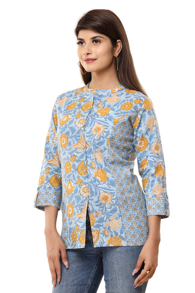 Casual Printed Pure Cotton Shirt Top For Women