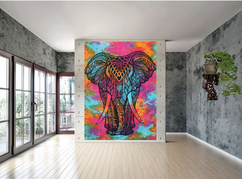 Indian Elephant Tapestry Wall Hanging Indian Cotton Tapestry