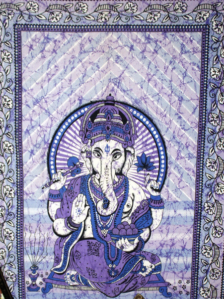 Indian Lord Ganesha Cotton Wall Art Tapestry For Home Decor