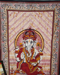 Indian Lord Ganesha Cotton Wall Art Tapestry for Decor